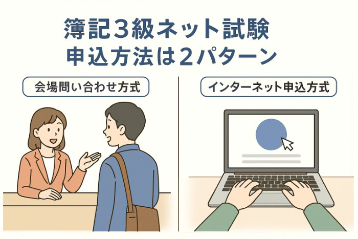 簿記3級ネット試験申し込み方法_会場とインターネット